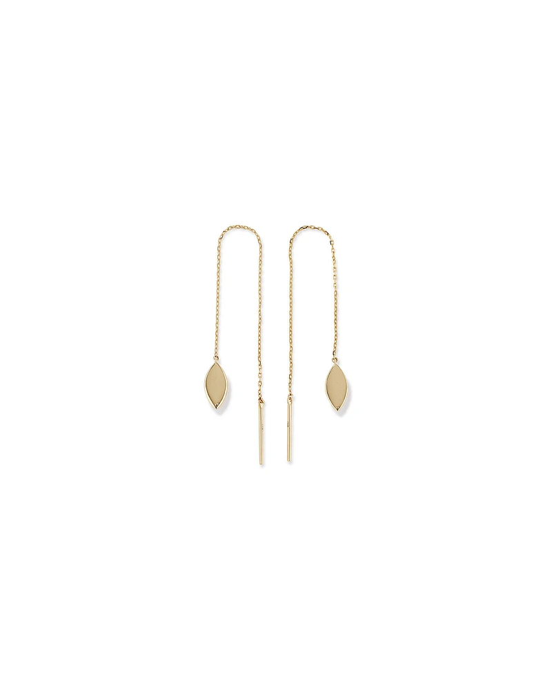 Marquise Disc Threader Earrings in 10kt Yellow Gold