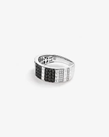 1.00 Carat TW Black and White Diamond Studded Men's Ring in Sterling Silver