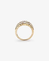 Graduated Multi Row Ring with 2.00 TW Diamonds in 18kt Yellow Gold