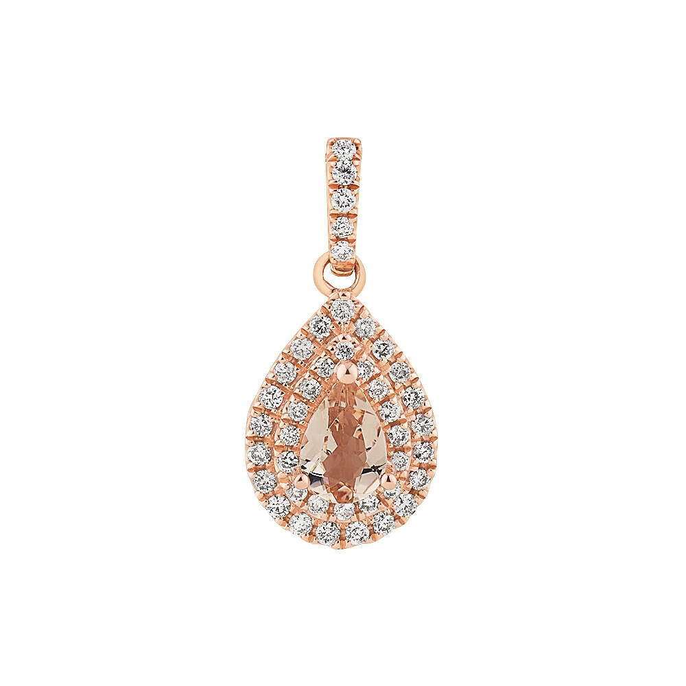 Sir Michael Hill Designer Pendant with Morganite & 0.20 Carat TW of Diamonds in 10kt Rose Gold