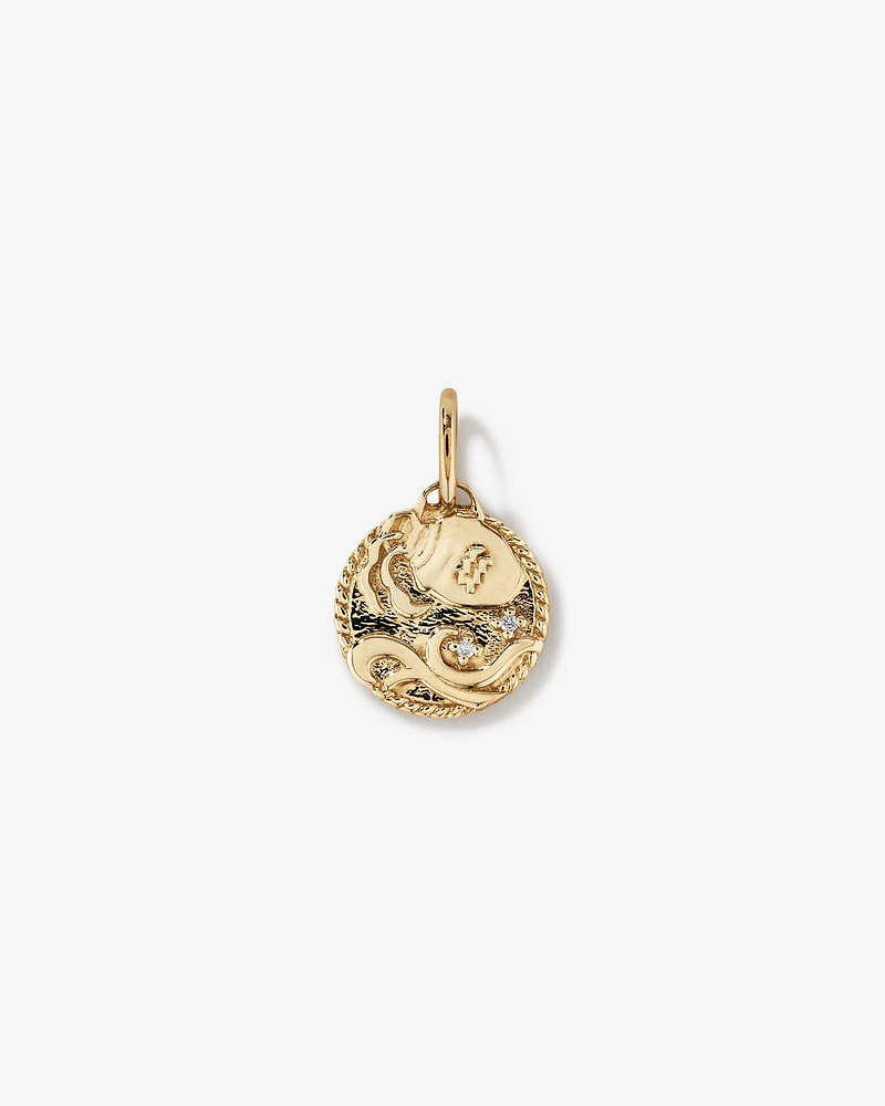 Diamond Accent Pisces Zodiac Pendant in 10kt Yellow Gold
