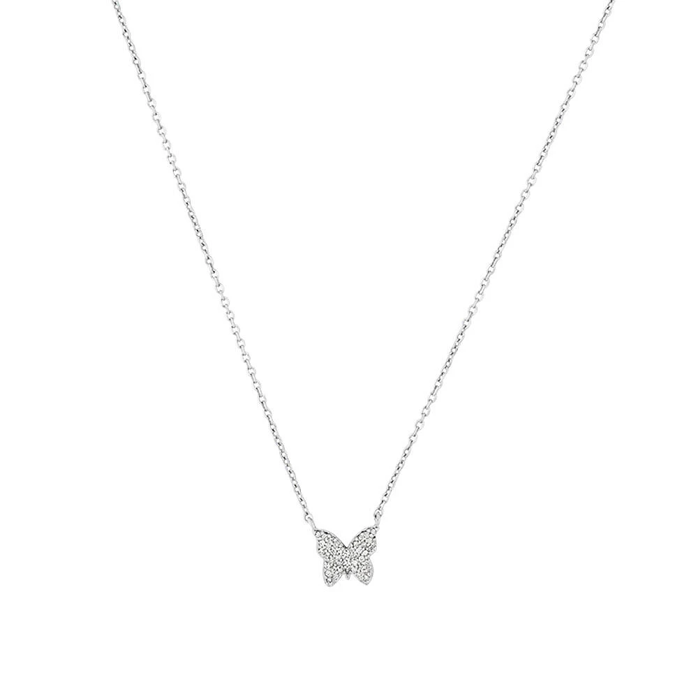 Collier à pendentif papillon en argent sterling avec diamants