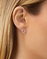 Circle Stud Earrings with Cubic Zirconia in Sterling Silver