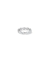 Pear Shaped Cubic Zirconia Bezel Set Eternity Ring Sterling Silver