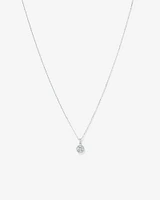 Round Brilliant Cubic Zirconia Halo Pendant Necklace in Sterling Silver