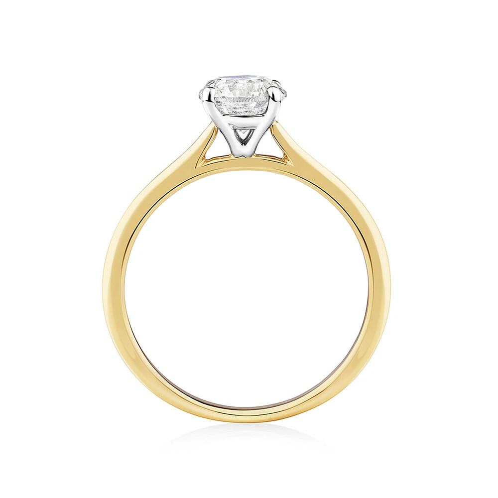 Evermore Certified Solitaire Engagement Ring with 1 Carat TW Diamond in 14kt Yellow/White Gold