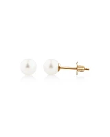 Stud Earrings with 5mm Round Cultured Freshwater Pearl in 10kt Yellow Gold