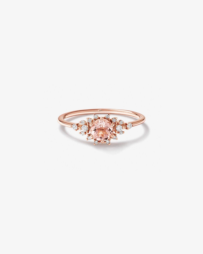 Ring with Morganite and 0.10 Carat TW of Diamonds in 10kt Rose Gold