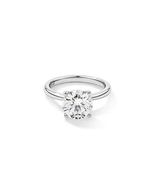 3,00 Carats Poids Total Bague De Fiançailles Solitaire En Diamant Rond Brillant Cultivé En Laboratoire, En Platine