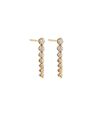 0,50 carat TW Boucles d'oreilles pendantes graduées en diamant en or jaune 18kt