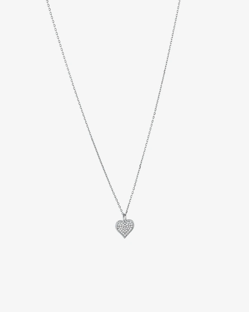 Cubic Zirconia Closed Heart Pendant Necklace in Sterling Silver