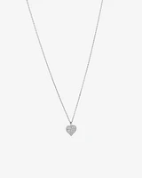 Cubic Zirconia Closed Heart Pendant Necklace in Sterling Silver