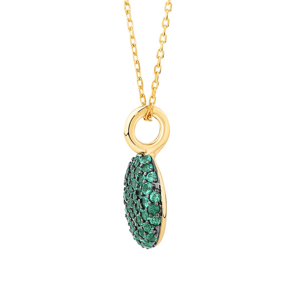 Stardust Emerald Pave Pendant in 10kt Yellow Gold