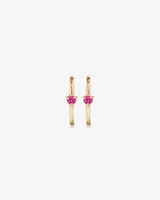 Pink Sapphire Gemstone Accent Sleeper Earrings in 10kt Yellow Gold