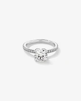 2.00 Carat TW Round Brilliant Laboratory-Grown Diamond Solitaire Side Accent Engagement Ring in 14kt White Gold