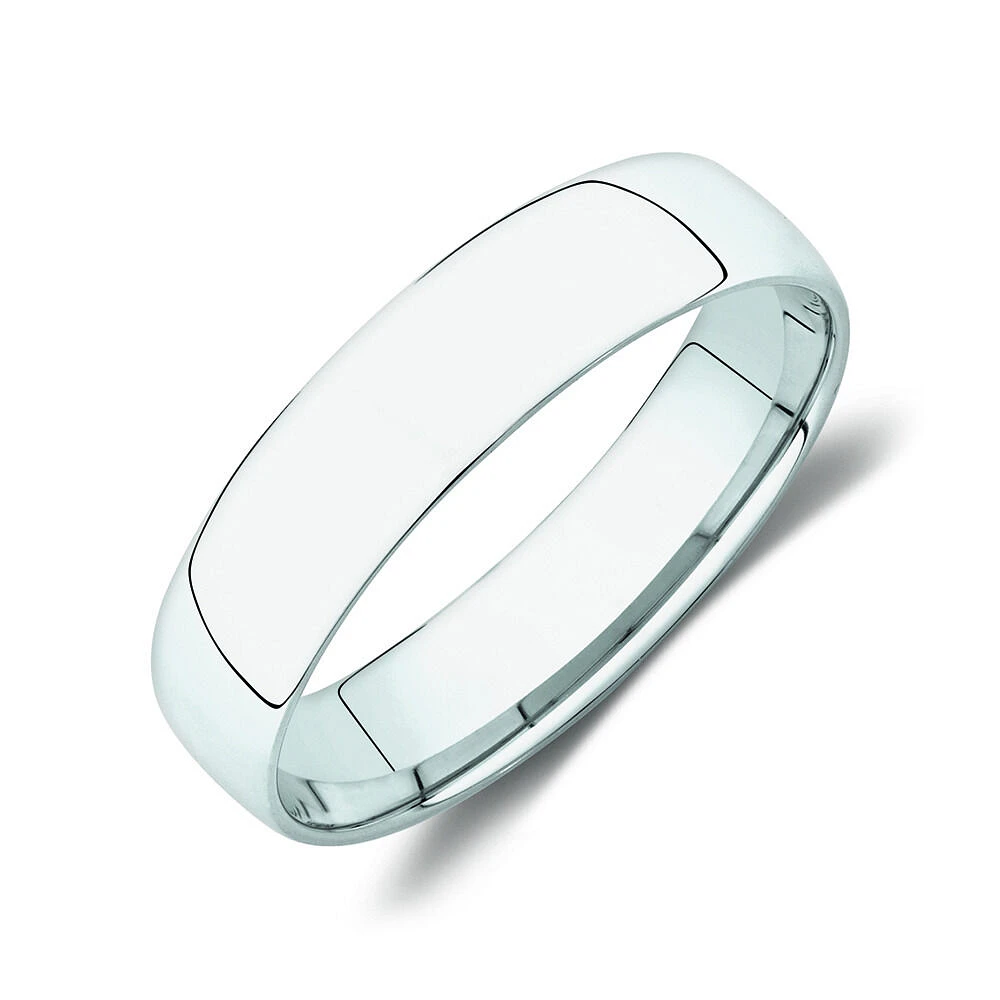 5mm Lite Half Round Wedding Band 10kt White Gold