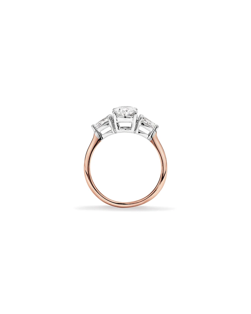 1.65 Carat TW Three Stone Oval and Pear Shaped Laboratory-Grown Diamond Engagement Ring in 14kt White Gold