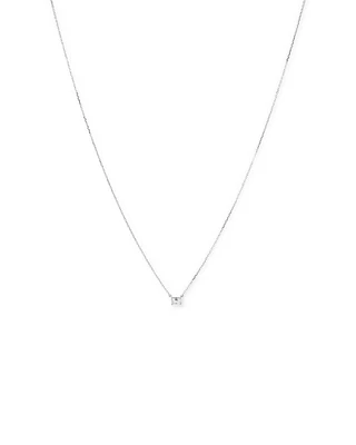 0.25 Carat TW Emerald Cut Diamond Solitaire Necklace in 18kt White Gold