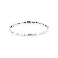 Rectangular Link Metal Tennis Bracelet in Sterling Silver