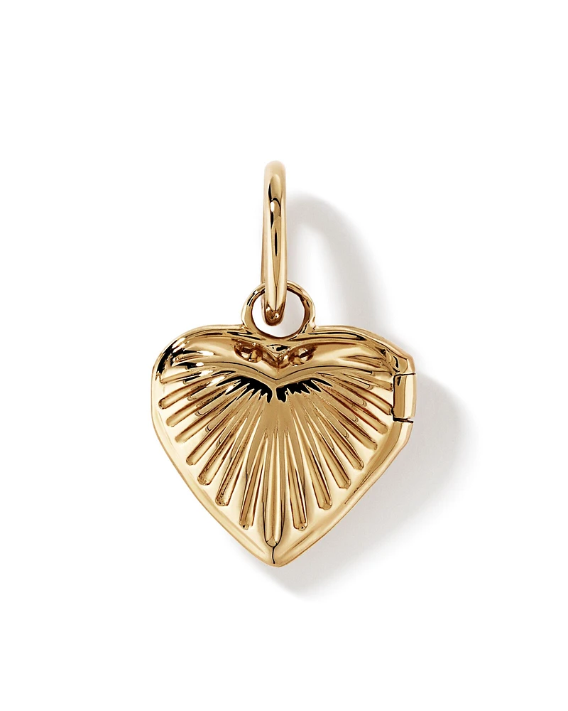 Sunray Love Heart Locket Pendant in 10kt Yellow Gold