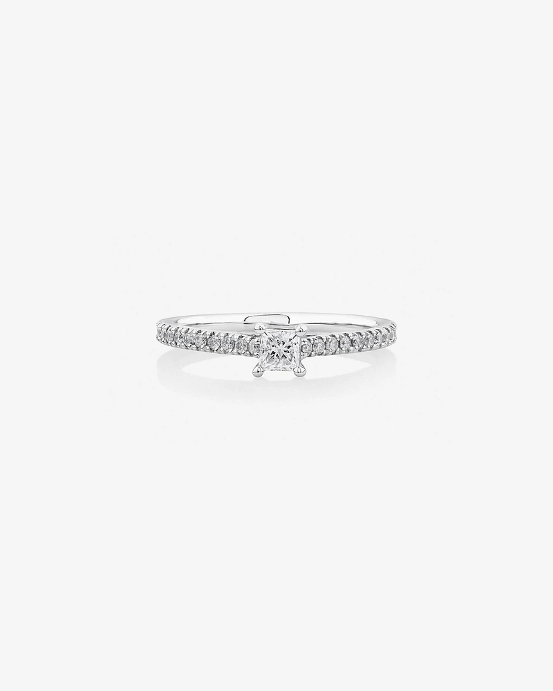 Engagement Ring with Carat TW Diamonds in 14kt White Gold