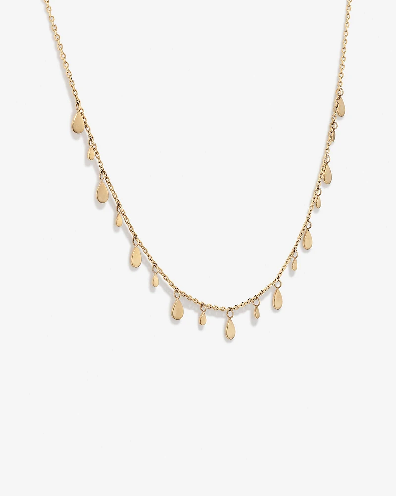 Multi Pear Station Necklace in 10kt Yellow Gold