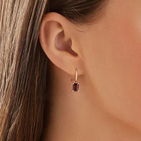 Garnet Drop Earrings in 10kt Yellow Gold