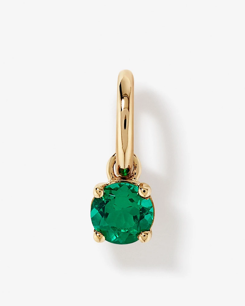 Created Round Green Emerald Birthstone Pendant in 10kt Yellow Gold