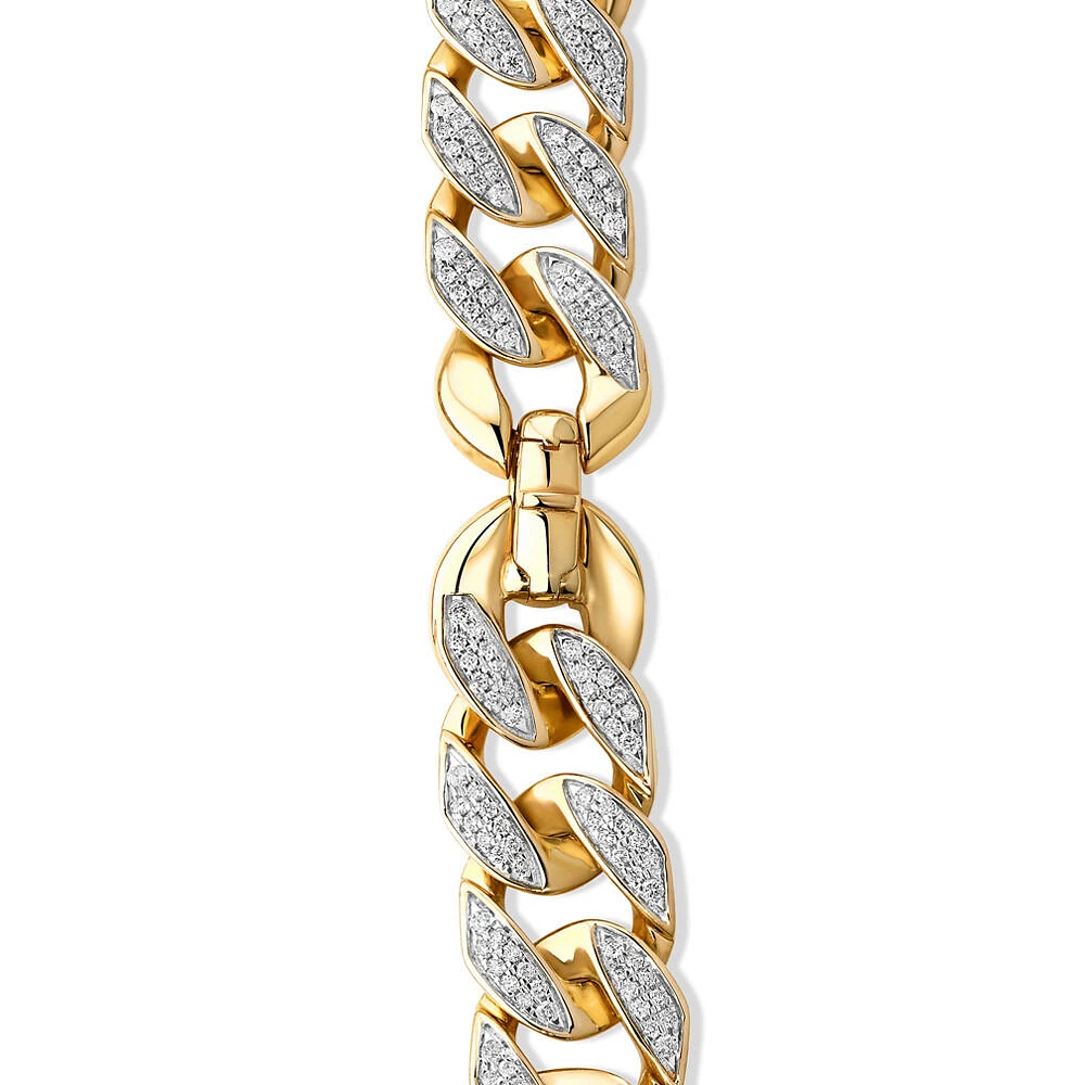 3.30 Carat TW Diamond Set Cuban Link Bracelet in 10kt Yellow and White Gold