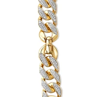 3.30 Carat TW Diamond Set Cuban Link Bracelet in 10kt Yellow and White Gold