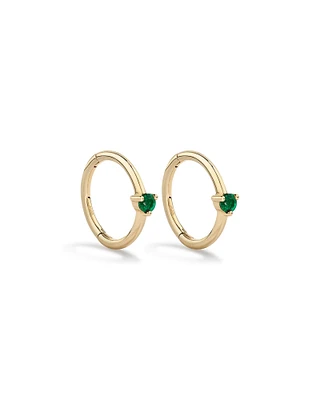 10mm Emerald Accent Sleepers in 10kt Yellow Gold