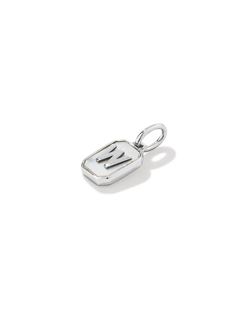 Letter F Mother of Pearl Initial Pendant in Sterling Silver