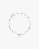 Heart Disc Oval Belcher Necklace in Sterling Silver