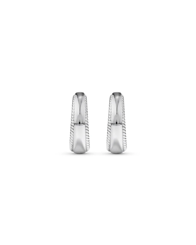 Textured Tapered Dome Huggie Earrings in Sterling Silver