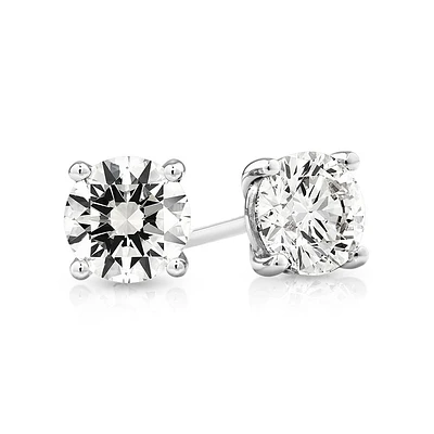 Carat TW Laboratory-Grown Diamond Solitaire Stud Earrings in 14kt White Gold