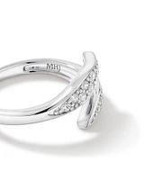 Cubic Zirconia Pointed Open Bypass Ring in Sterling Silver