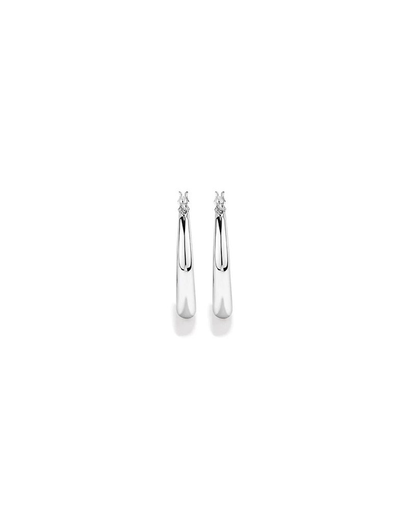 Boucles D'Oreilles Créoles Bombées Graduées En Argent Sterling