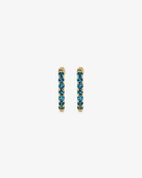 London Blue Topaz Huggie Hoop Earrings in 10kt Yellow gold