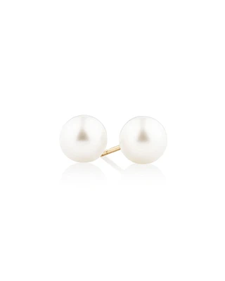 Stud Earrings with 7mm Round Cultured Freshwater Pearls in 10kt Yellow Gold