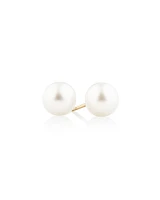 Stud Earrings with 7mm Round Cultured Freshwater Pearls in 10kt Yellow Gold