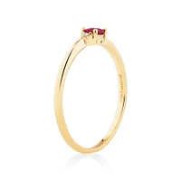 3 Stone Ring with Ruby & Diamonds 10kt Yellow Gold