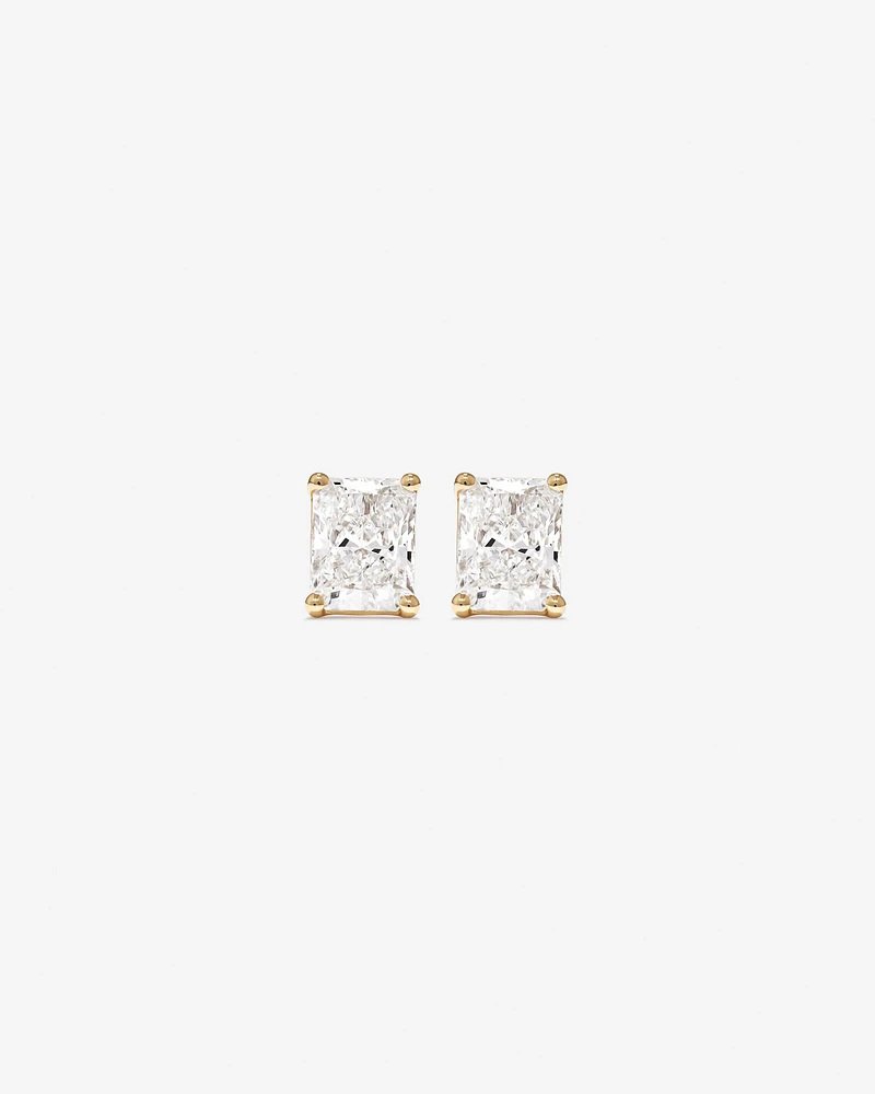 1.00 Carat TW Radiant Cut Solitaire Laboratory-Grown Diamond Stud Earrings in 10kt Yellow Gold