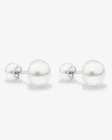 Front & Back Stud Earrings with Button Cultured Freshwater Pearls in Sterling Silver