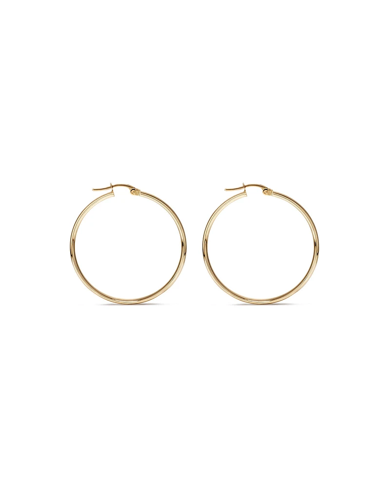 30mm Rounded Flat Hoop Earrings in 10kt Yellow Gold