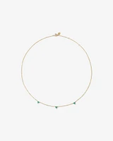 Emerald Trio Station Necklace in 10kt Yellow Gold