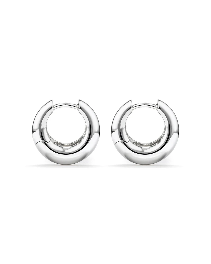 Tapered Dome Huggie Earrings in Sterling Silver