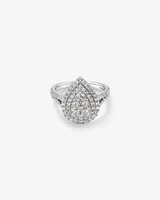 1.30 Carat TW Pear Cluster Halo Diamond Ring in 10kt White Gold