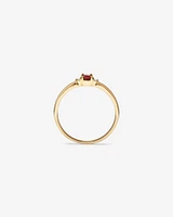 3 Stone Ring with Garnet & Diamonds in 10kt Yellow Gold