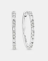 Boucles d'Oreilles Créoles Dot Dash de Diamant de 0,25 Carat TW en Or Blanc 10kt