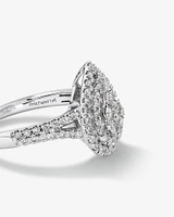 0.65 Carat TW Pear Cluster Halo Diamond Ring in 10kt White Gold